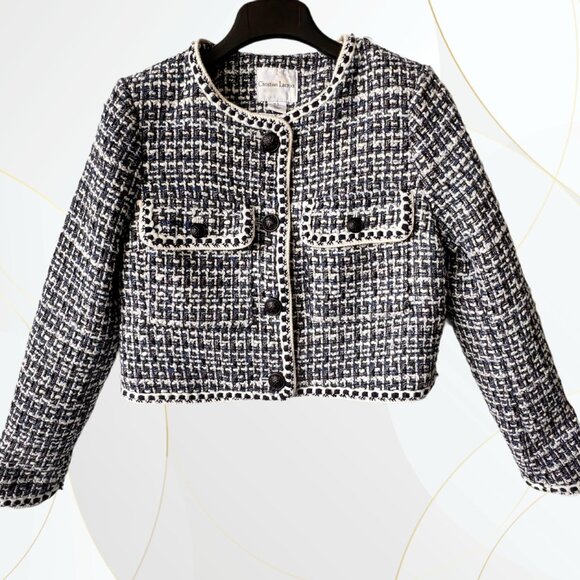 NWT Christian Lacroix Tweed Collarless Cropped Blazer - Picture 1 of 13